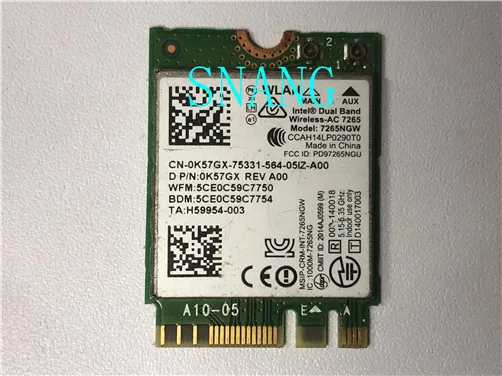 تستخدم لـ 7265NGW ثنائي النطاق kablosuz-ac 7265 WiFi kartı 0K57GX kwa dell E7250 E7450