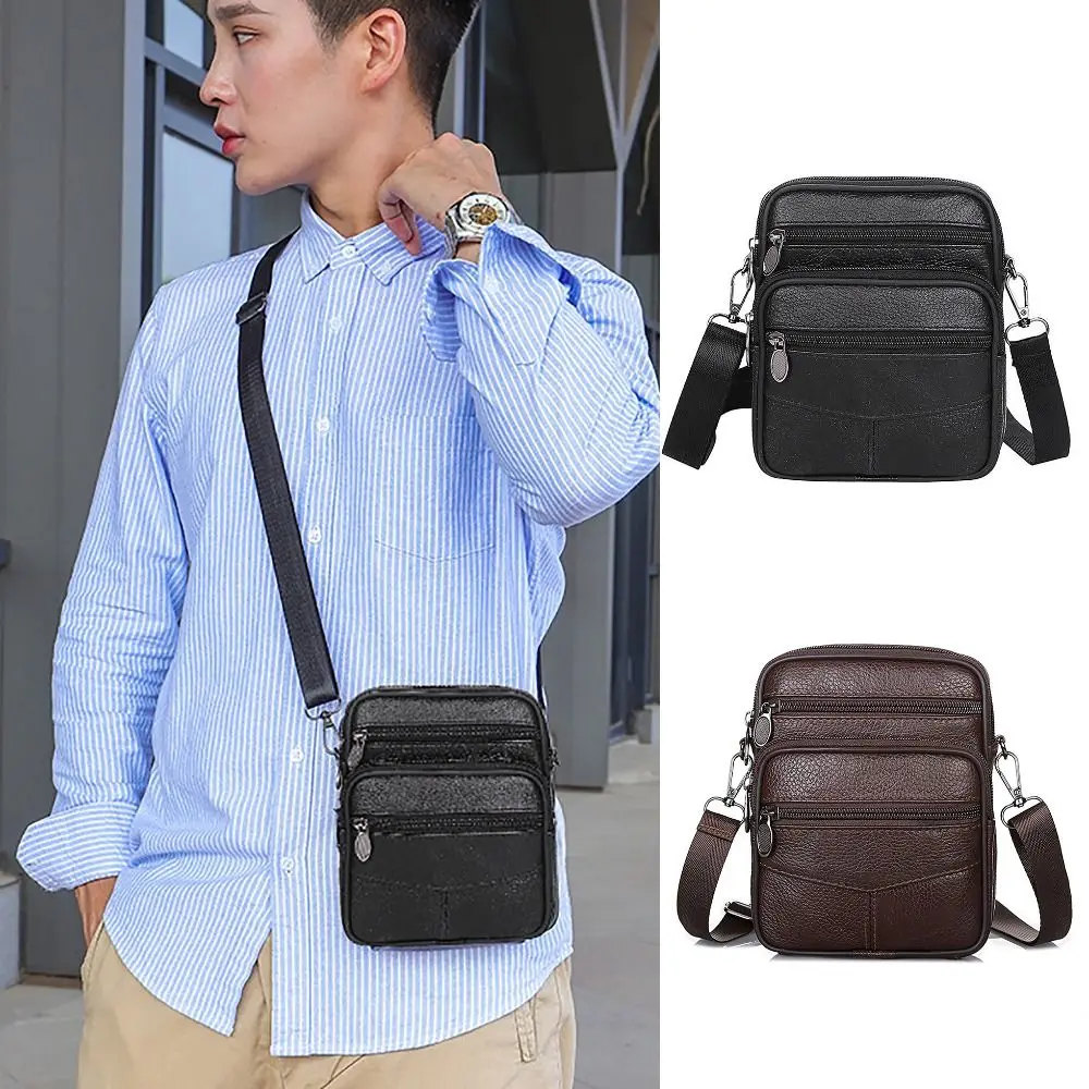 PU Leather Men\'s Shoulder Bags 2024 New Black Brown Large Capacity Crossbody Messenger Bag Casual Bag Men Teenager