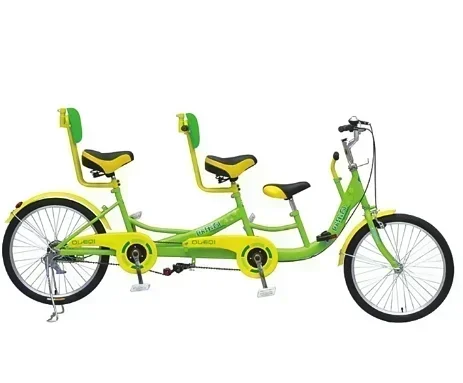 Tandem-Fahrrad, Beach-Cruiser-Fahrrad für Erwachsene, 3-Fahrer-Fahrrad, 20/24/26-Zoll-Räder, Stahlrahmen, Legierungs-V-Bremse, Gelb/Rot/Grün