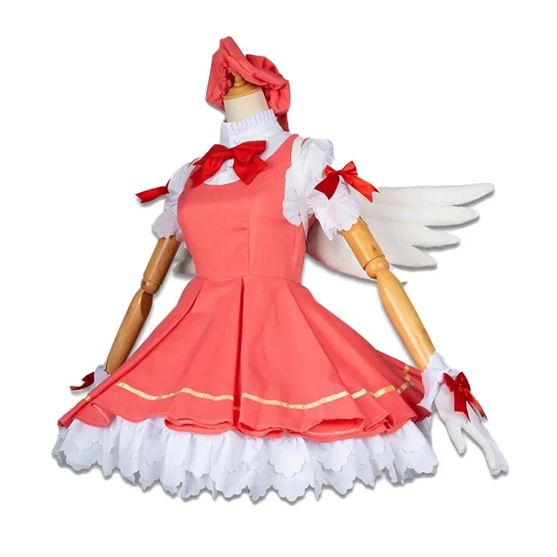 Jeu d'anime Cardcaptor Sakura KinomPain Sakura Battle Lolita fur s, uniforme de fête, costume de cosplay avec aile, vêtements d'Halloween pour femmes