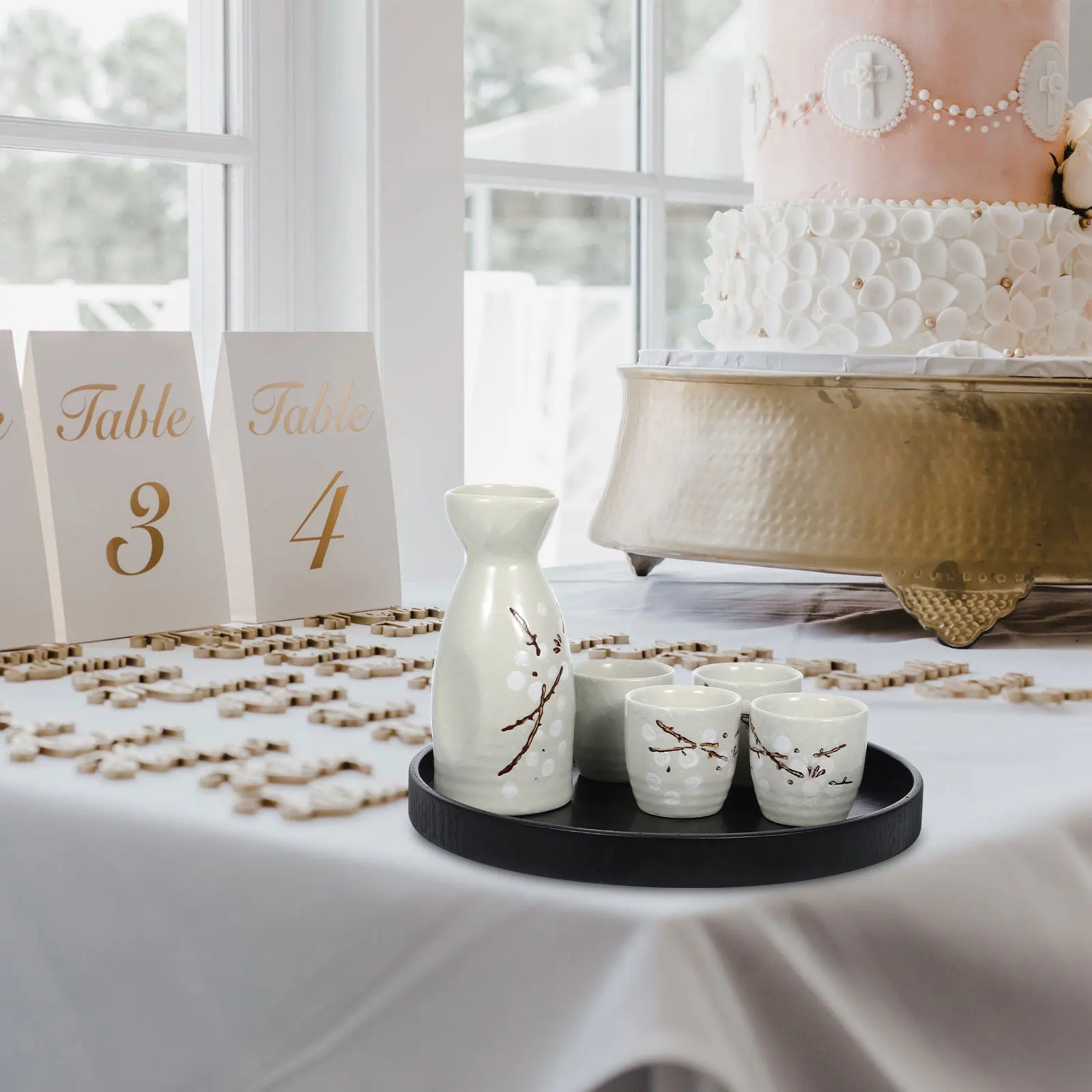 

2Pcs Round Decorative Wood Trays Serving Tray for Kitchen Table Holder Home Coffee Table Decor Decorative Tray Round