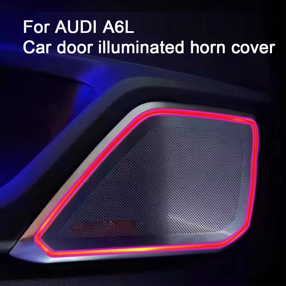Car Door Loudspeaker Cover Panel Decoration Sticker Trim For Audi A6LC8 A7 /A4L A5 Audio Horn Accessories luminous speaker cover