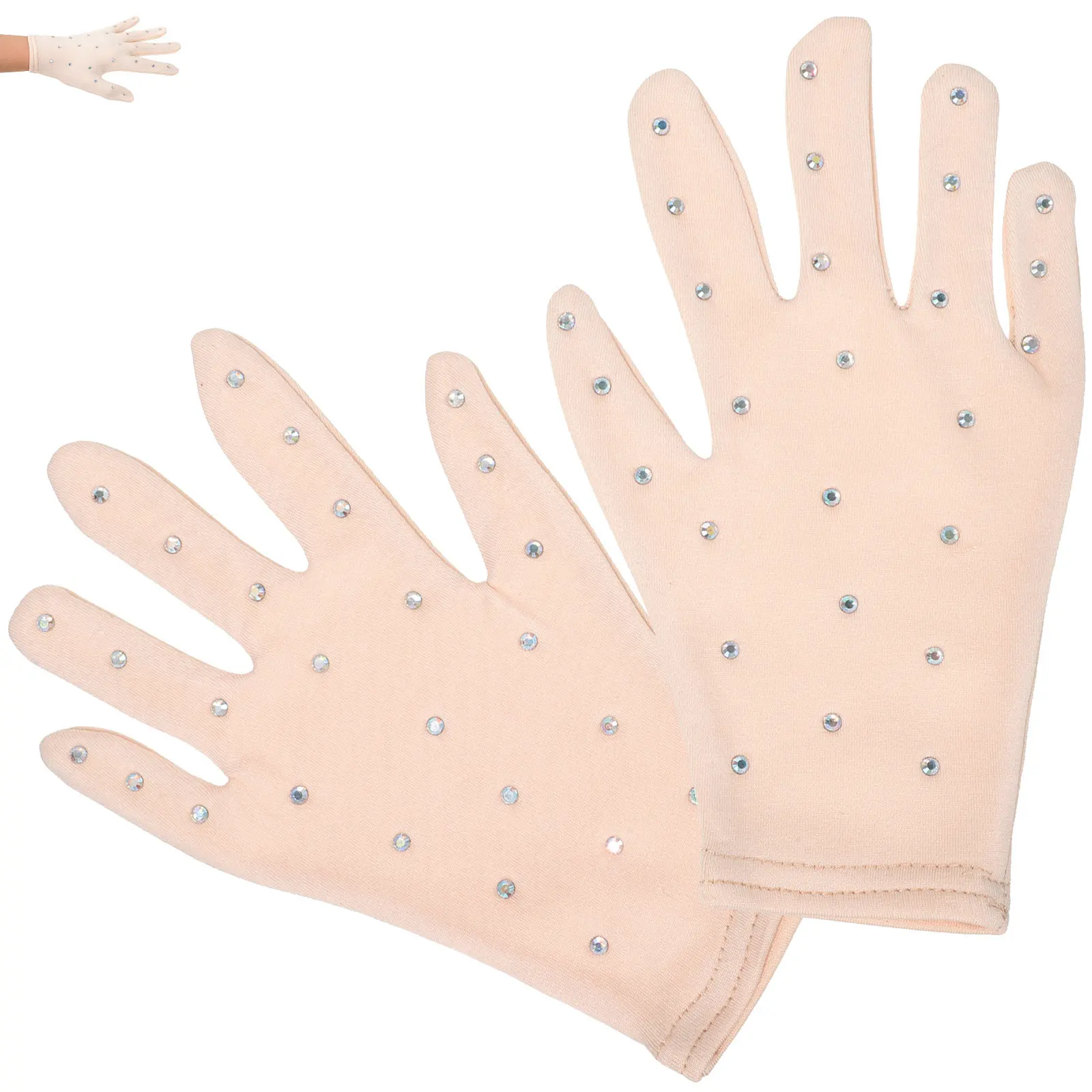 

1Pair Decorative Sequin Gloves for Girls Figure Skating Dance Party Stage Performance Breathable Stretchable Skating Supplies