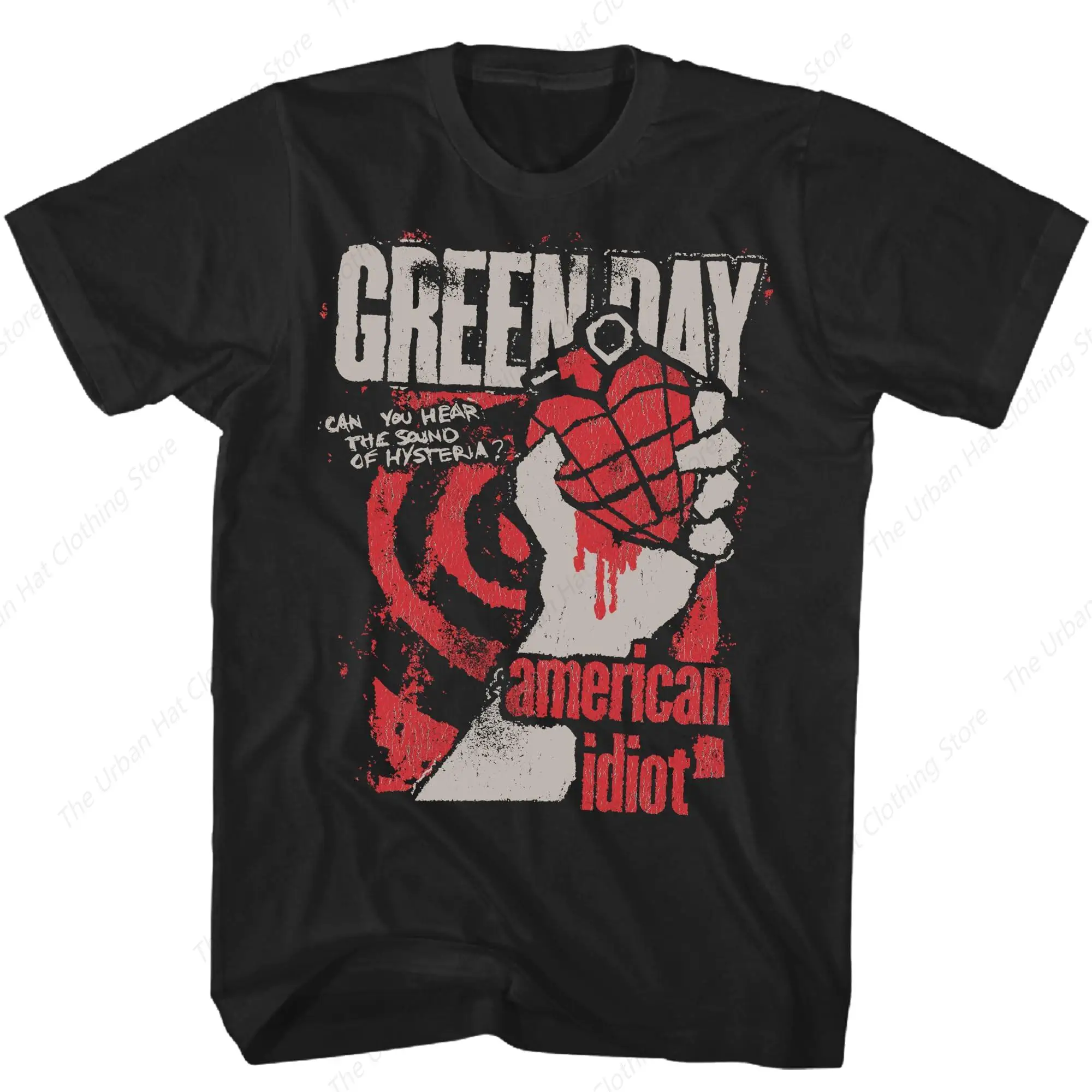 Green Day Tshirt' AMERICAN IDIOT ALBUM COVER T-SHIRT' Mens Black Short Sleeve T Shirt Punk Rock Vintage Style Graphic Tees Tops