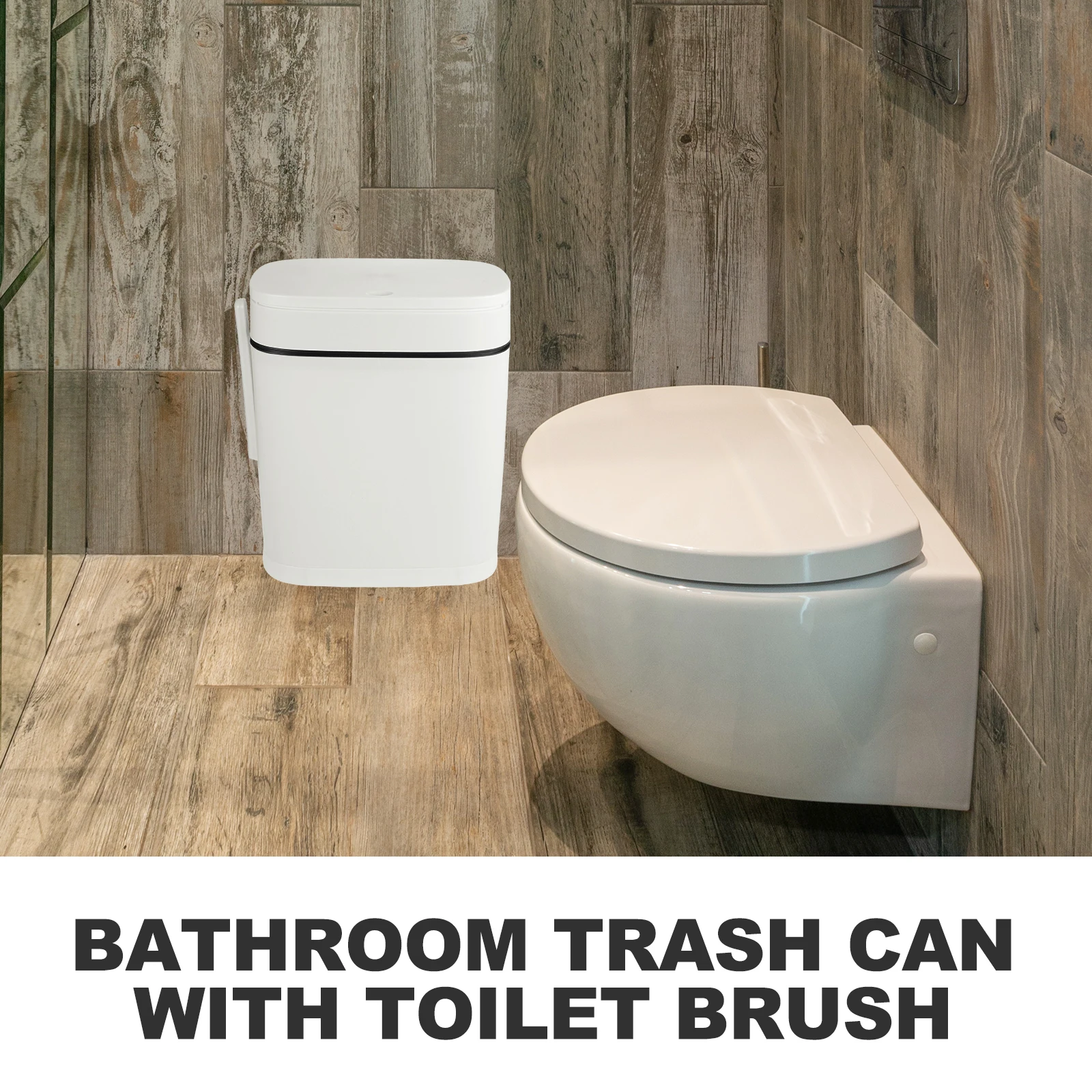 

Slim Rectangular Trash Can Press Lid Garbage Container Toilet Brush Holder Bathroom Bedroom Kitchen Home Use Narrow Space