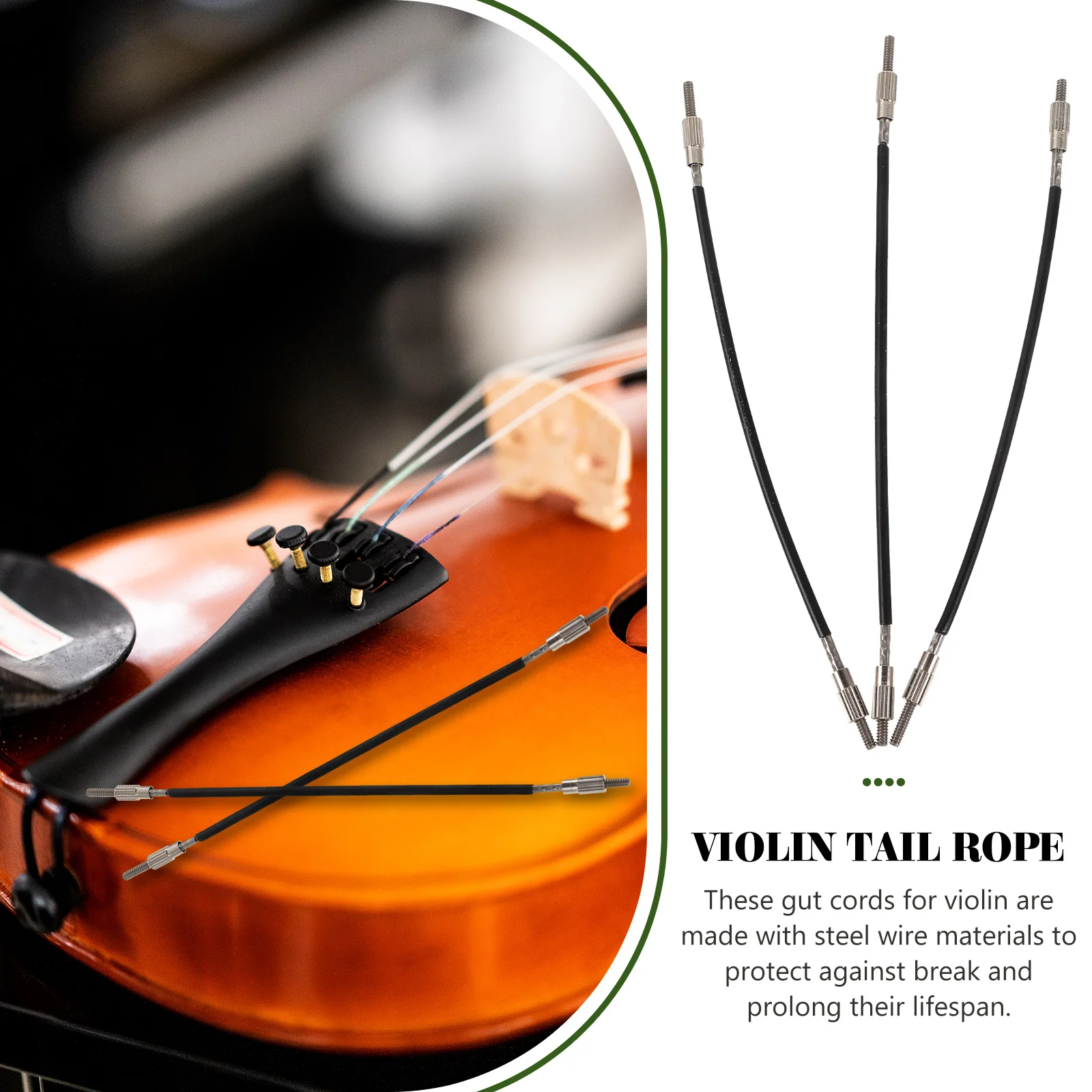 

3pcs Tailpiece Cord Steel Wire Gut 4 Violin End Tail 4 Size Replacement Parts Accessories End Tail Rope Instruments