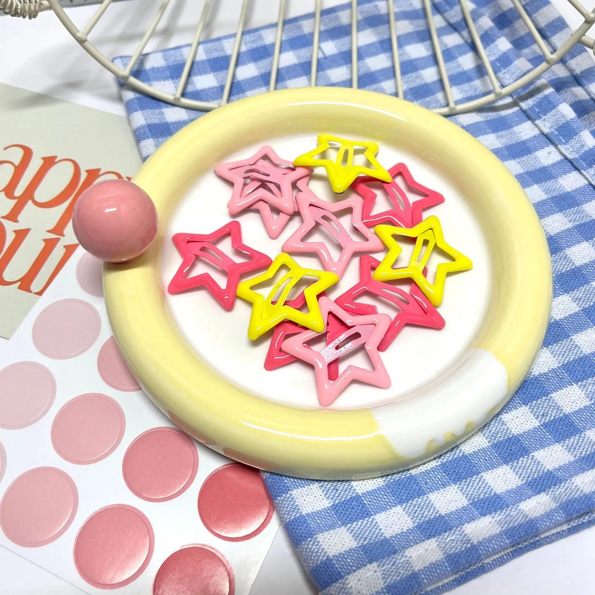 

10 шт./компл., простая однотонная шпилька Y2k со звездами дофамина для женщин, заколка для челки с пятиконечной звездой, BB-зажим, заколка для волос