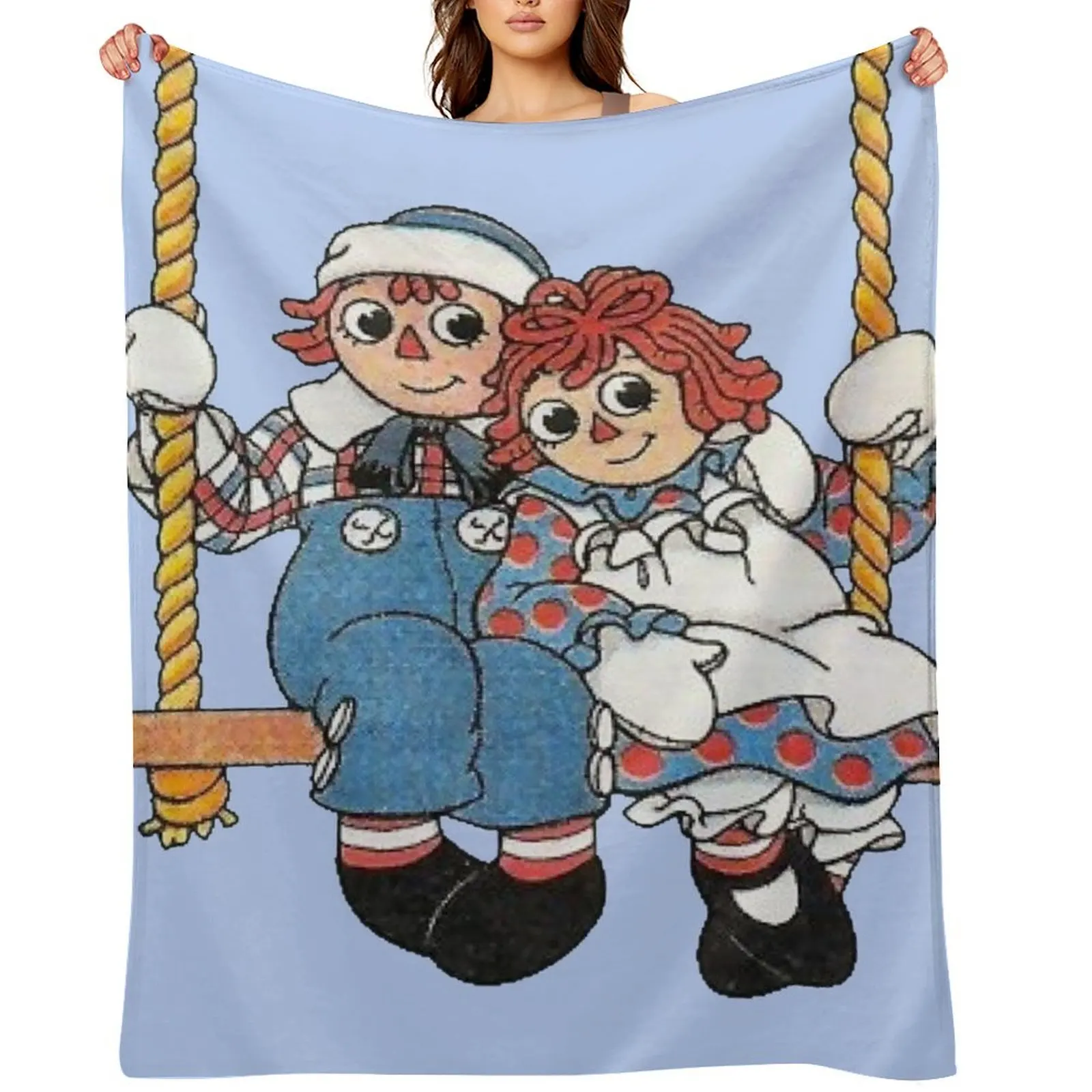 

Raggedy ann and andy on a swing Throw Blanket Bed Fashionable Decorative Sofas Sofa Quilt Blankets
