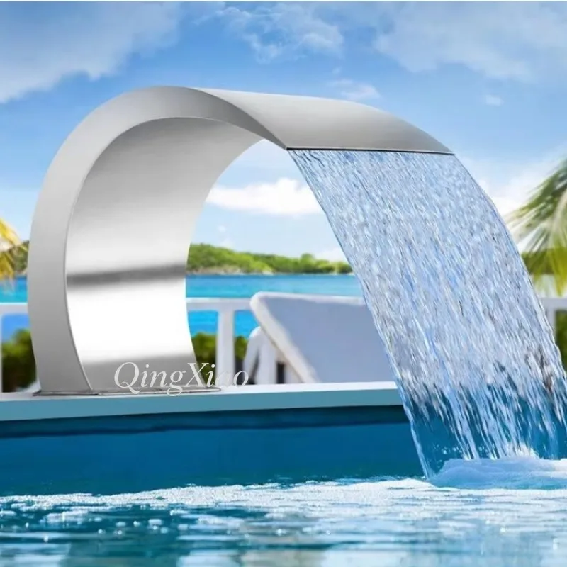 Stainless Steel Arc‑Shaped Water Spout Pool Waterfall Feature For Spa Hot Spring Pond Backyard Garden Landscape Decoration