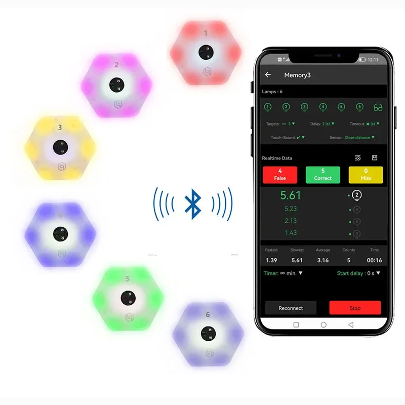 

6-Light Sports Entertainment Training Equipment APP Basketball Football Badminton Agile Speed Sensing Lamp for Training