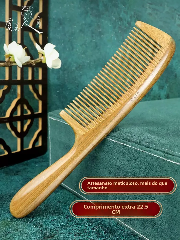 natural-large-size-green-sandalwood-comb-fragrant-wood-comb-no-static-long-hair-engraving-women's-style-home-use-ladies-comb