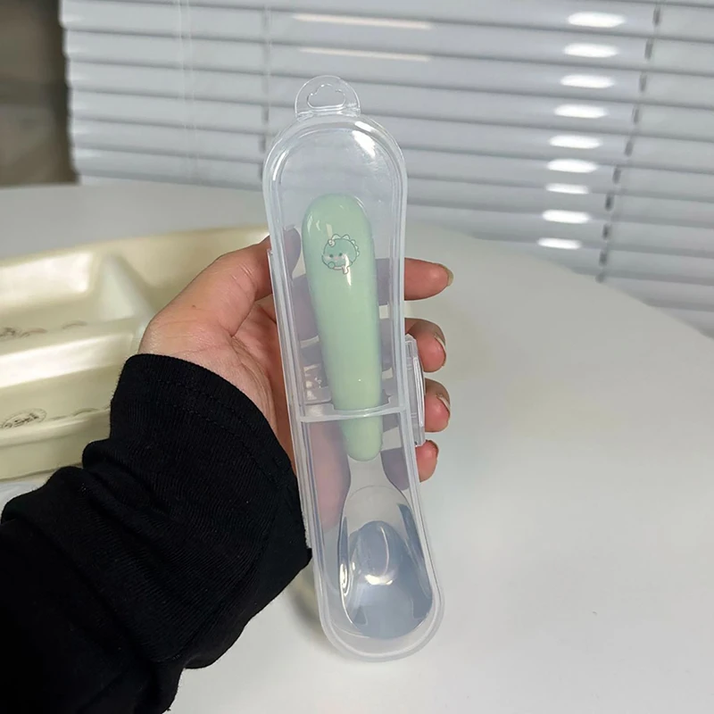 Spoon Kawaii Household Fall Prevention 304 Stainless Steel Baby Children Complementary Food Spoon Tableware Girl