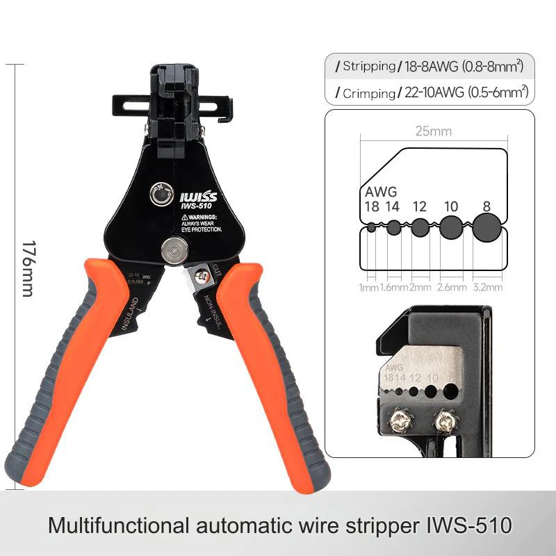 Imagem -04 - Iwiss-alicate de Crimpagem Decapador de Fios Ferramenta de Corte Automática Decapador Rápido Portátil Ferramentas Elétricas em 3in 1