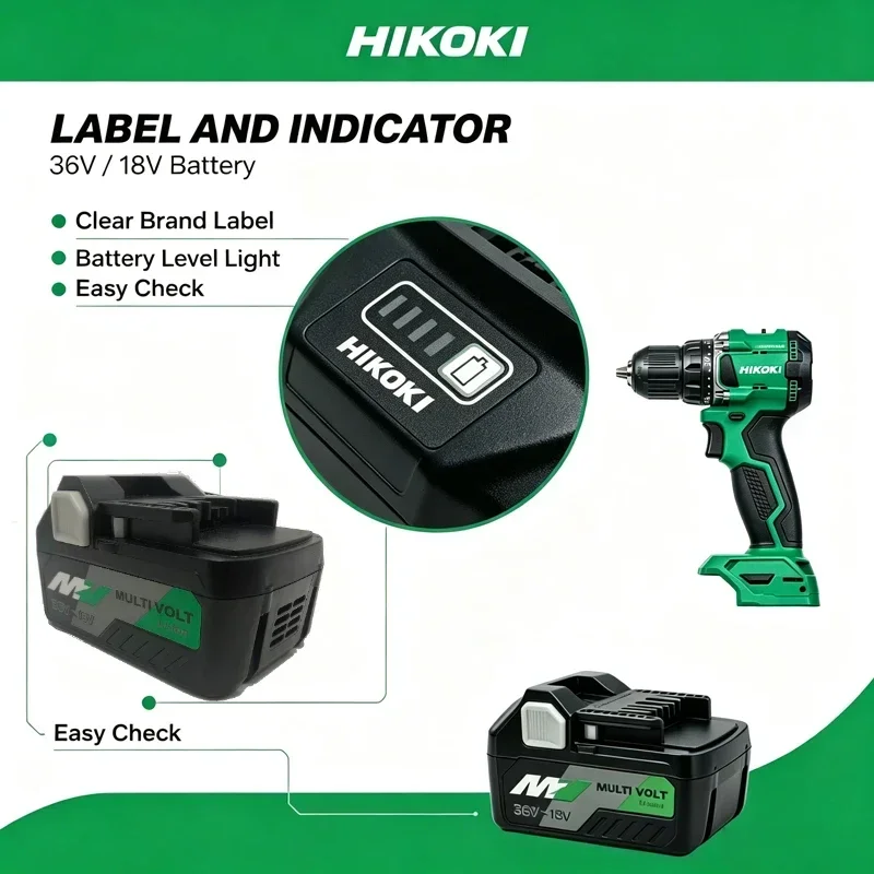 Original HiKOKI 18V/36V 5.0Ah High Capacity Battery BSL36A18,for Hitachi Blowers and Hedge Trimmers Power Tool with Long Runtime