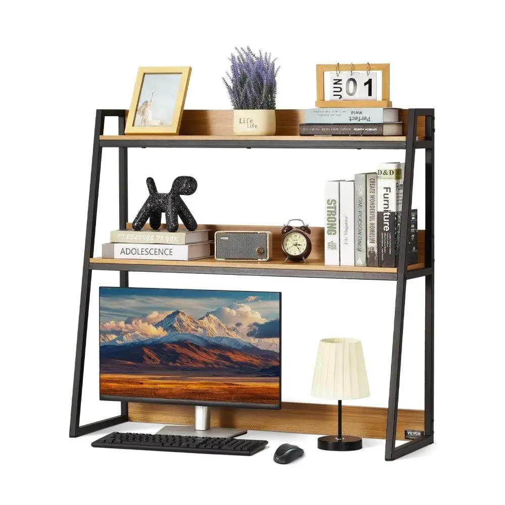 

2 Tier Desktop Bookshelf Storage Organizer Home for office