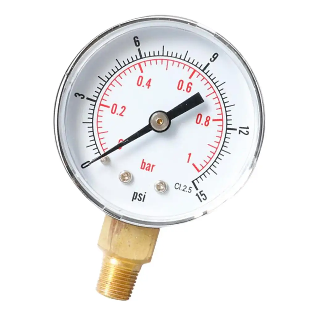 Air Water Pressure Gauge 1/8 BSP Manometer Y508 0-15psi Center Back Mount