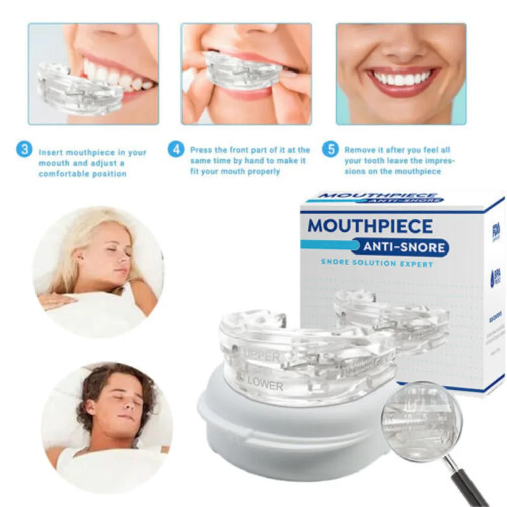 GENUINE,ANTI SNORING MOUTH GUARD, Device Sleep Aide Adjustable Mouth-Free Buds