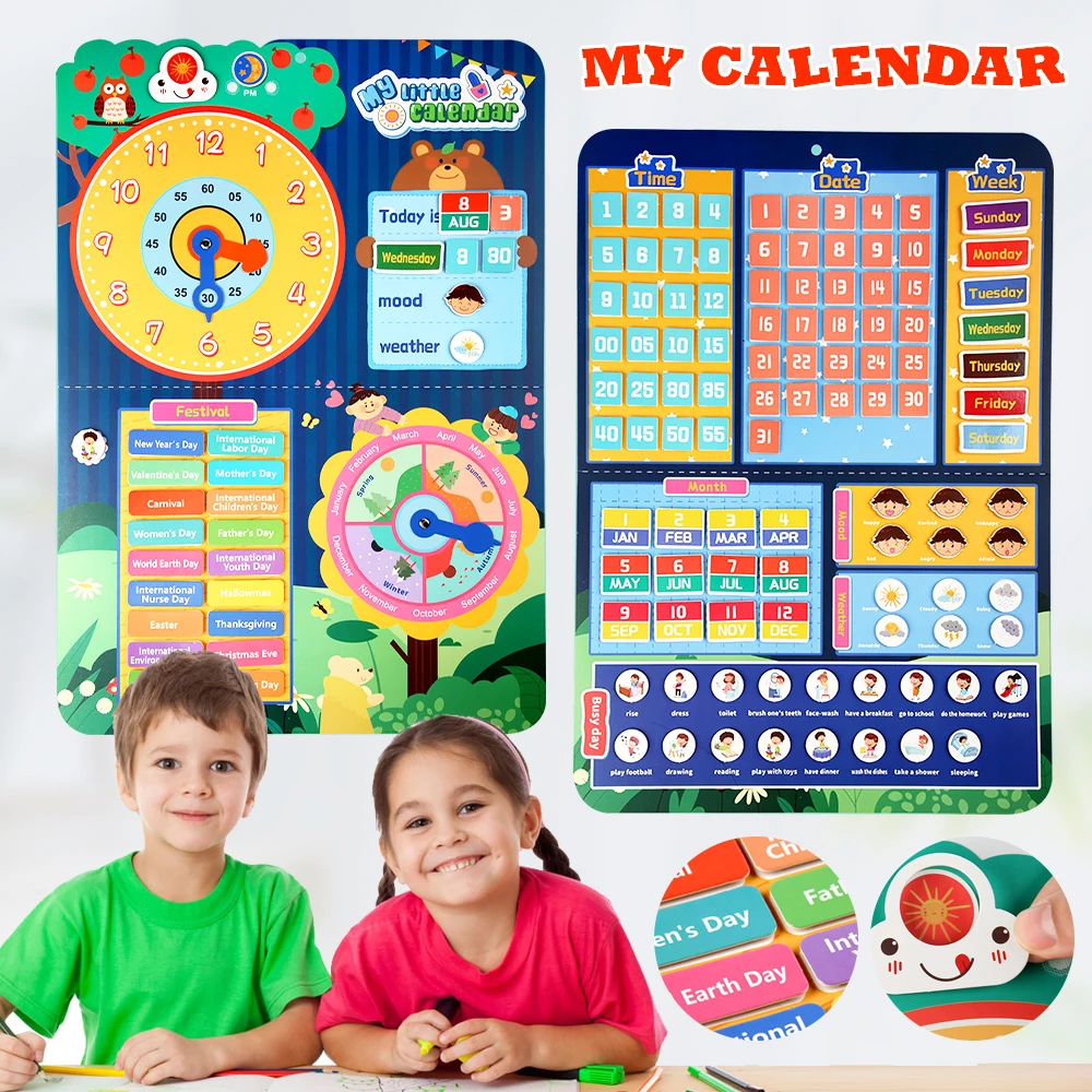 DIY My Daily Calendar Day Month Season Schedule Time Plan Chart Early Education Toys Good Habits for Kids Classroom Decoration