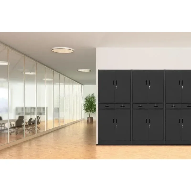 Metal Storage Cabinet with Adjustable Shelves and Drawers, Locking Steel Storage Cabinet for Office, Garage, Home, School