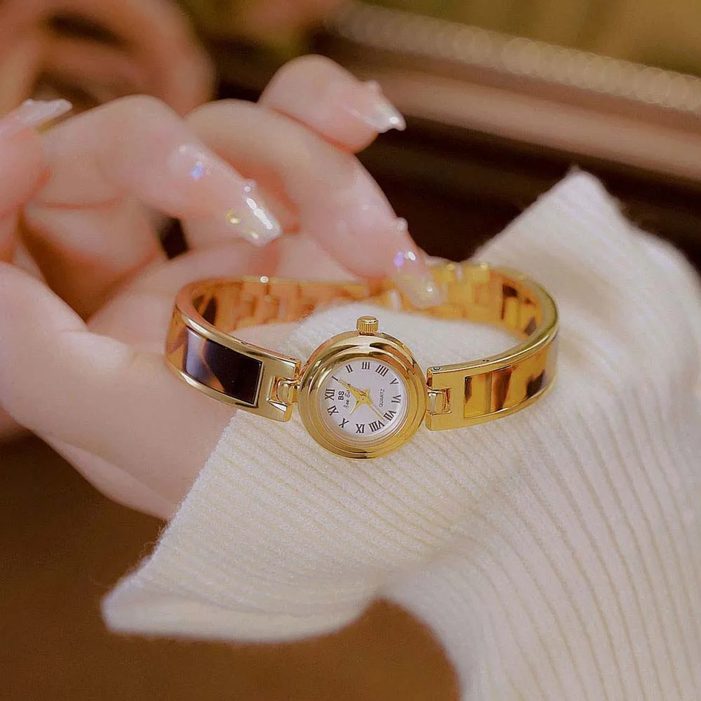 BS Luxury Quartz Ladies Watches Small Dial  Classic Vintage Gold Bracelet Party Dress Watch For Woman Gift Reloj Para Mujer