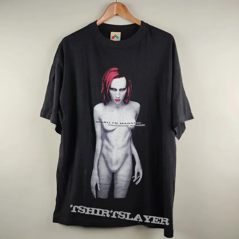 1998 Marilyn Manson Mechanical Animals basic black Reprint T shirt H10128