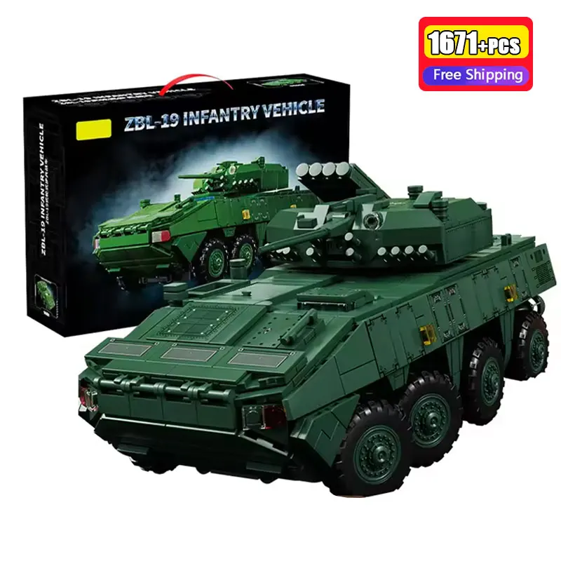 

96008 1671Pcs ZBL-19 Infantry Fighting Vehicle Building Blocks Military Tank Armored Car Bricks DIY Construction Toys For Boys