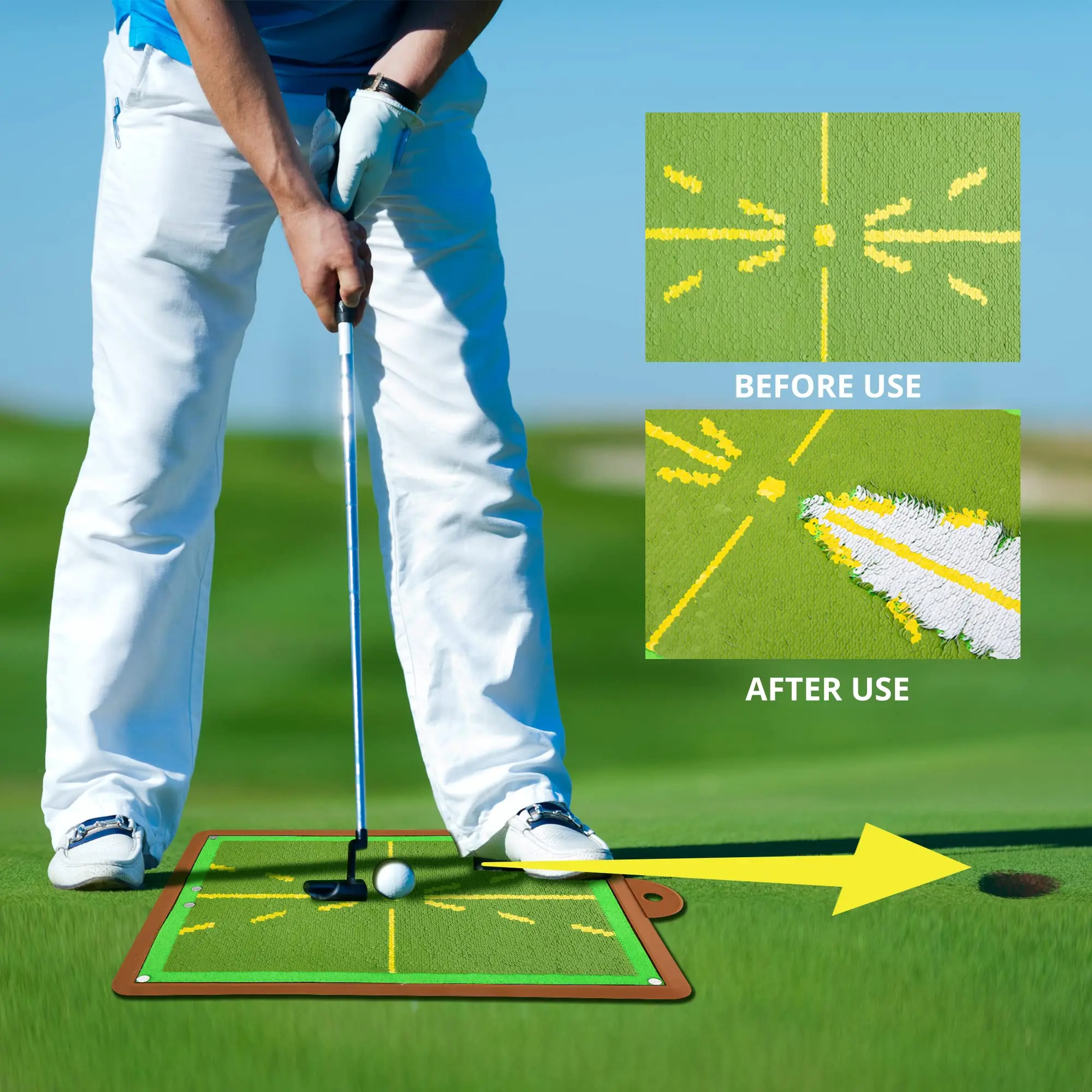 Golf Training Mat for Swing Detection Batting, Path Feedback Golf Swing Mat, Analysis Swing Path and Correct Hitting Posture