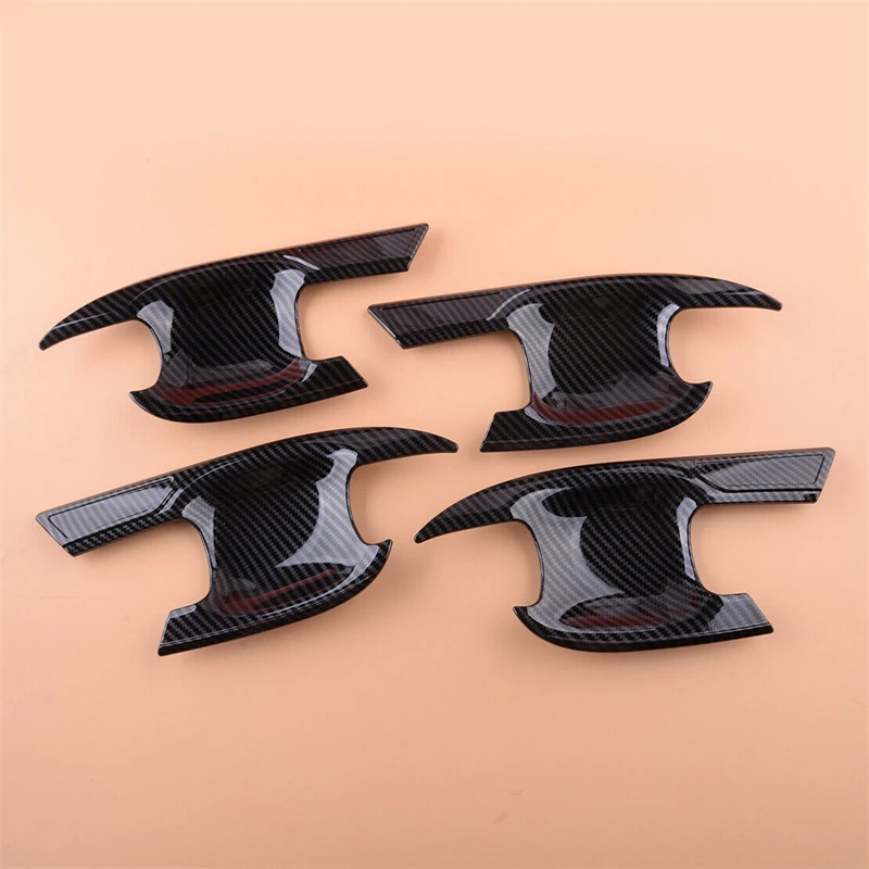 4pcs Carbon Fiber Grain Car Exterior Door Handle Cup Bowl Cover Trim Fit for Toyota Highlander 2020 2021 2022 Door Decor Sticker