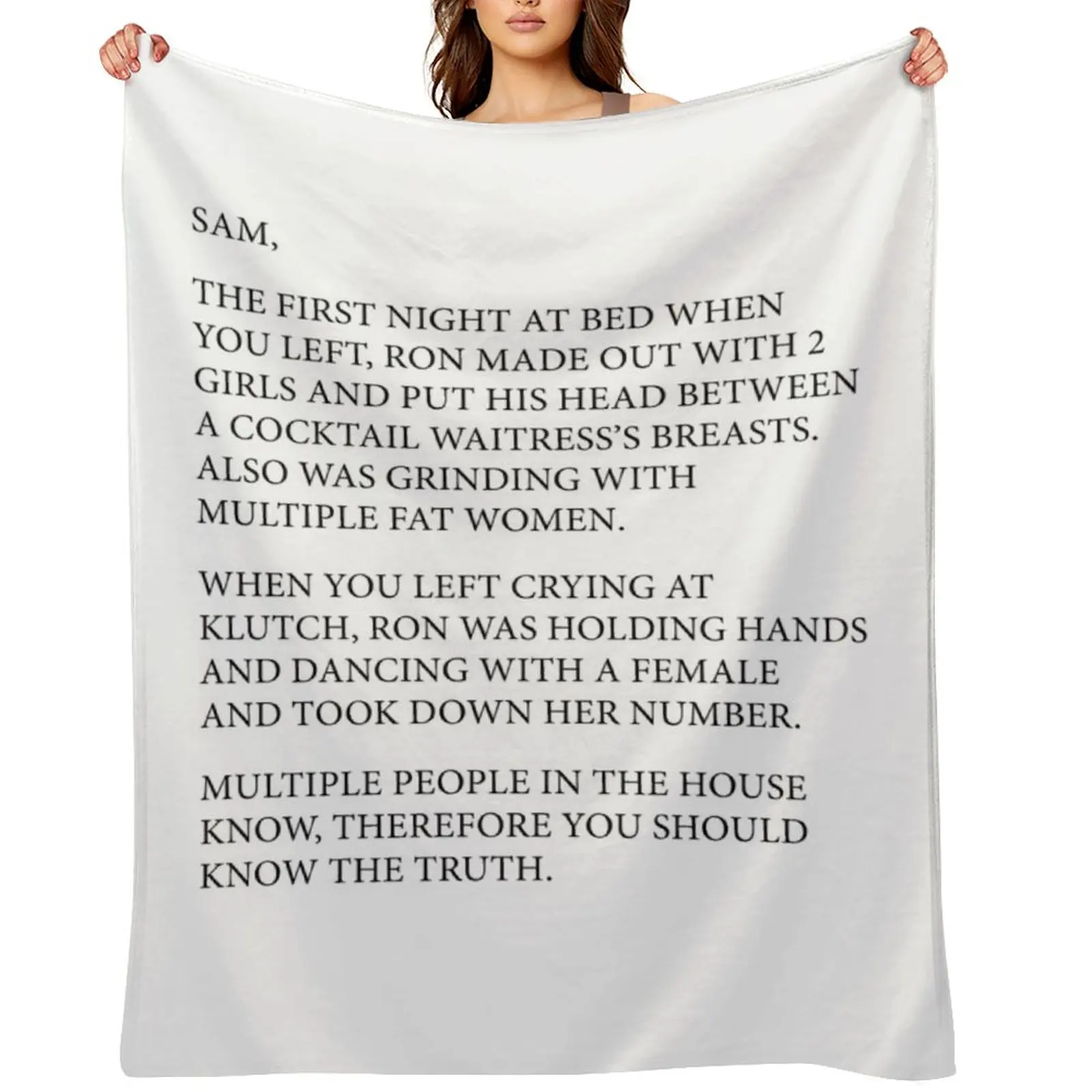 Anonymous Letter to Sammi full text (Jersey Shore) in full CAPS Throw Blanket Vintage Soft Cute Plaid Blankets