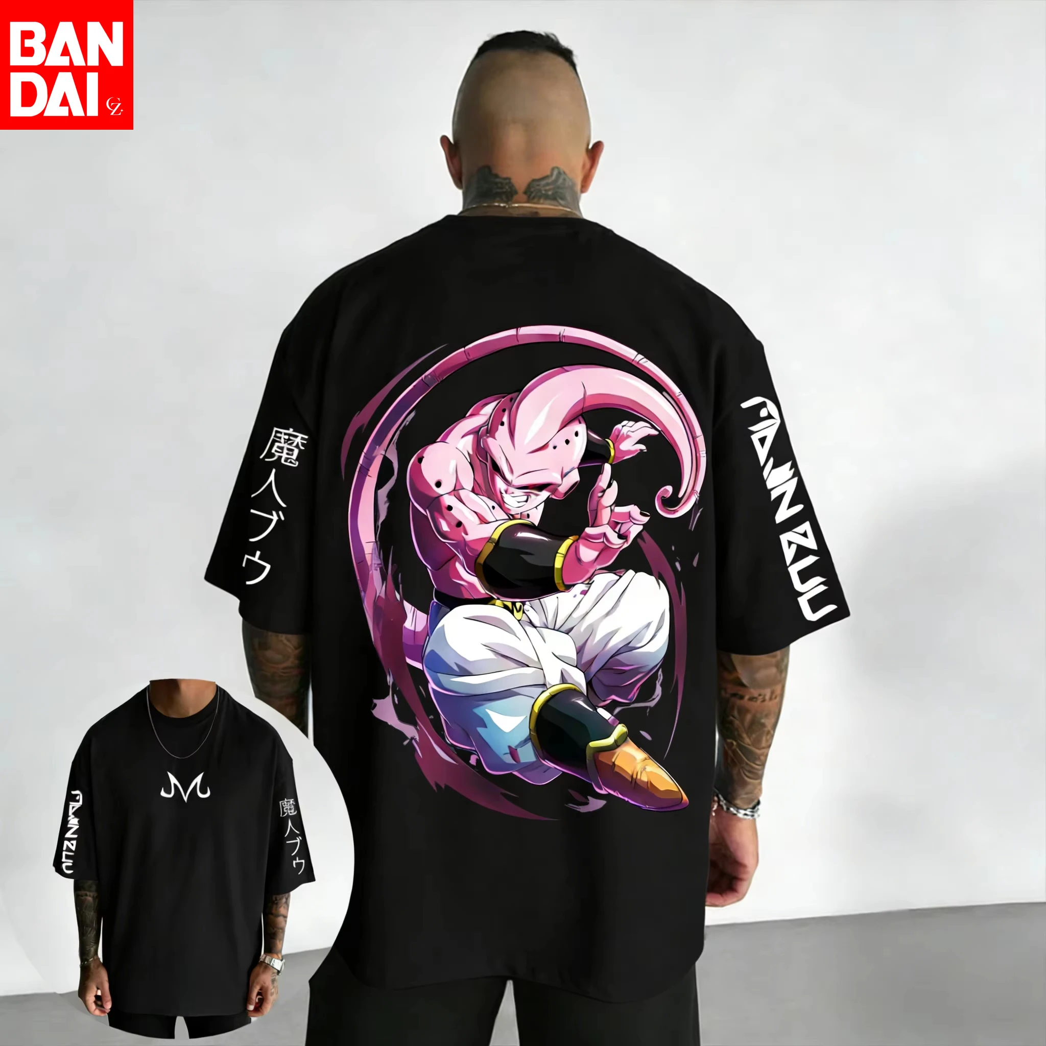 

Мужская футболка с принтом Dragon Ball Z Majin Buu, летняя, 2026, оверсайз, уличный стиль, с коротким рукавом, хлопковая, повседневная, с аниме-графикой
