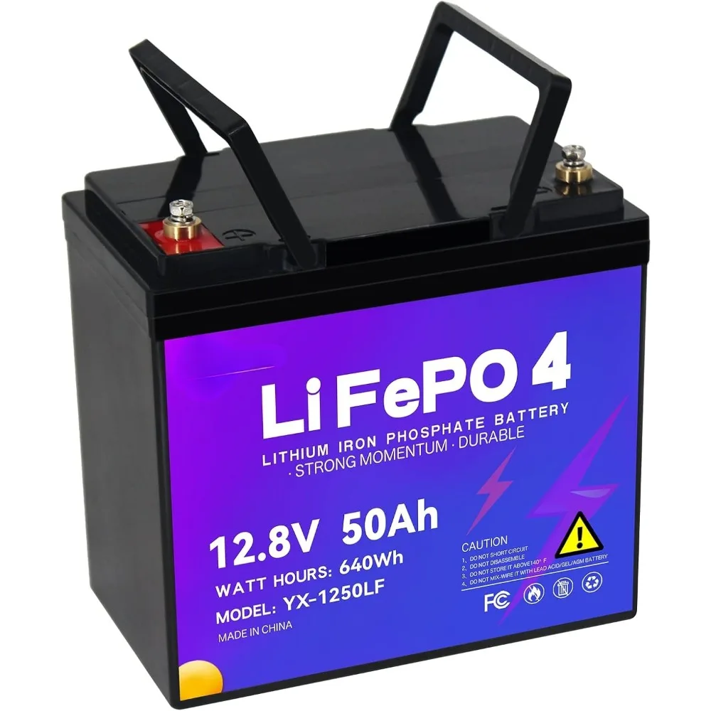 

12V 50Ah Lithium Battery, Rechargeable LiFePO4 Battery with Built-in 50A BMS Board, 5000+ Deep Cycles, Perfect for RV