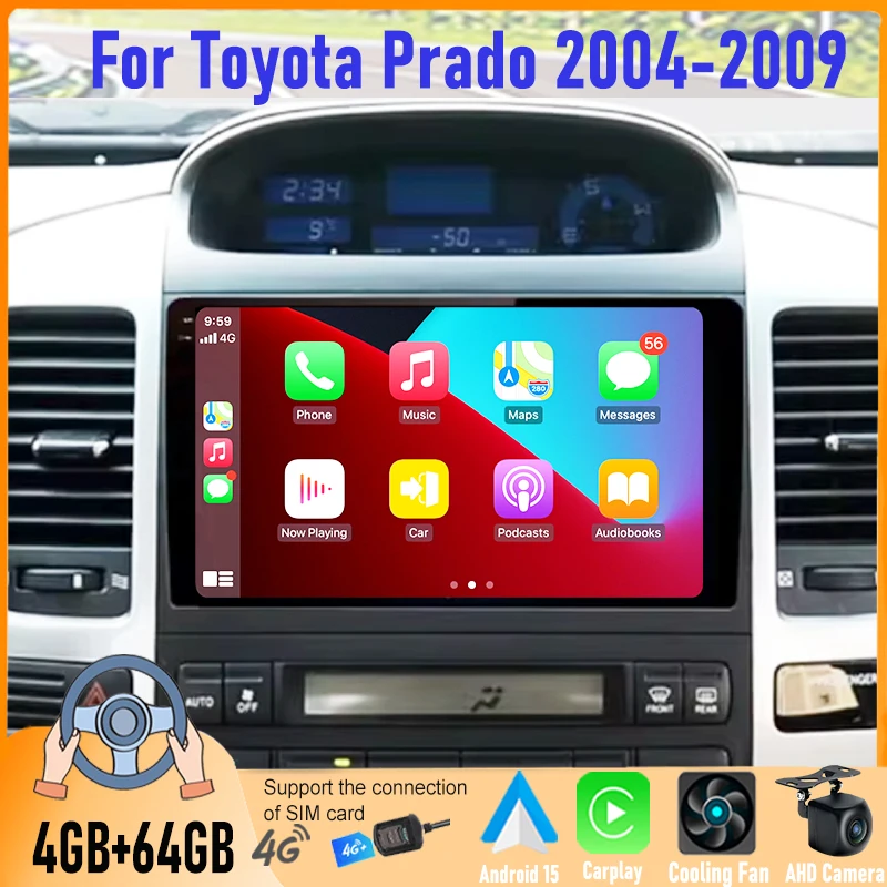 

Android 15 2din Car Radio Navigation For Toyota Land Cruiser Prado 120 3 Lexus GX470 J120 2003-2009 Carplay Multimidia Stereo