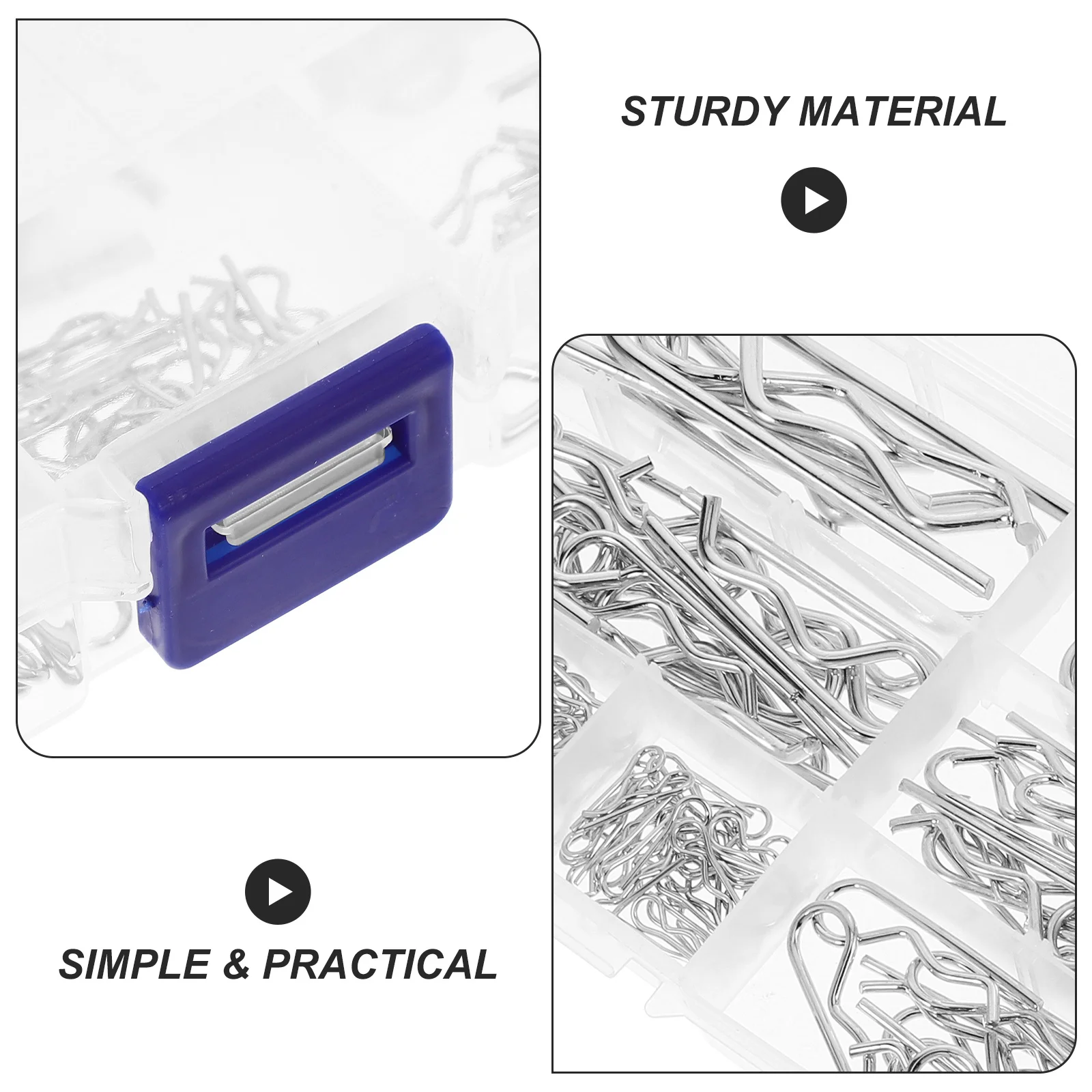 

125Pcs R Type Cotter Pins Stainless Steel Spring Tension Pin for Machinery Repair Trailer Hitch Pin Clip Retainer Assortment Kit