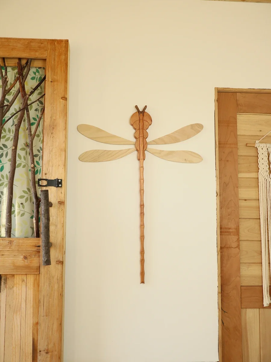 Home Accessories Decoration A Pole for A Solid Wood Dragonfly To Fetch Clothes Clothes Hanging Fork Creative Wall Decoration