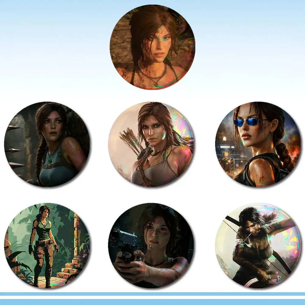 Game T-Tomb R-Raider Badges Tinplate Soft Button Pin Brooch Metal Badge Custom Jewelry Accessories Hat Bag Lapel