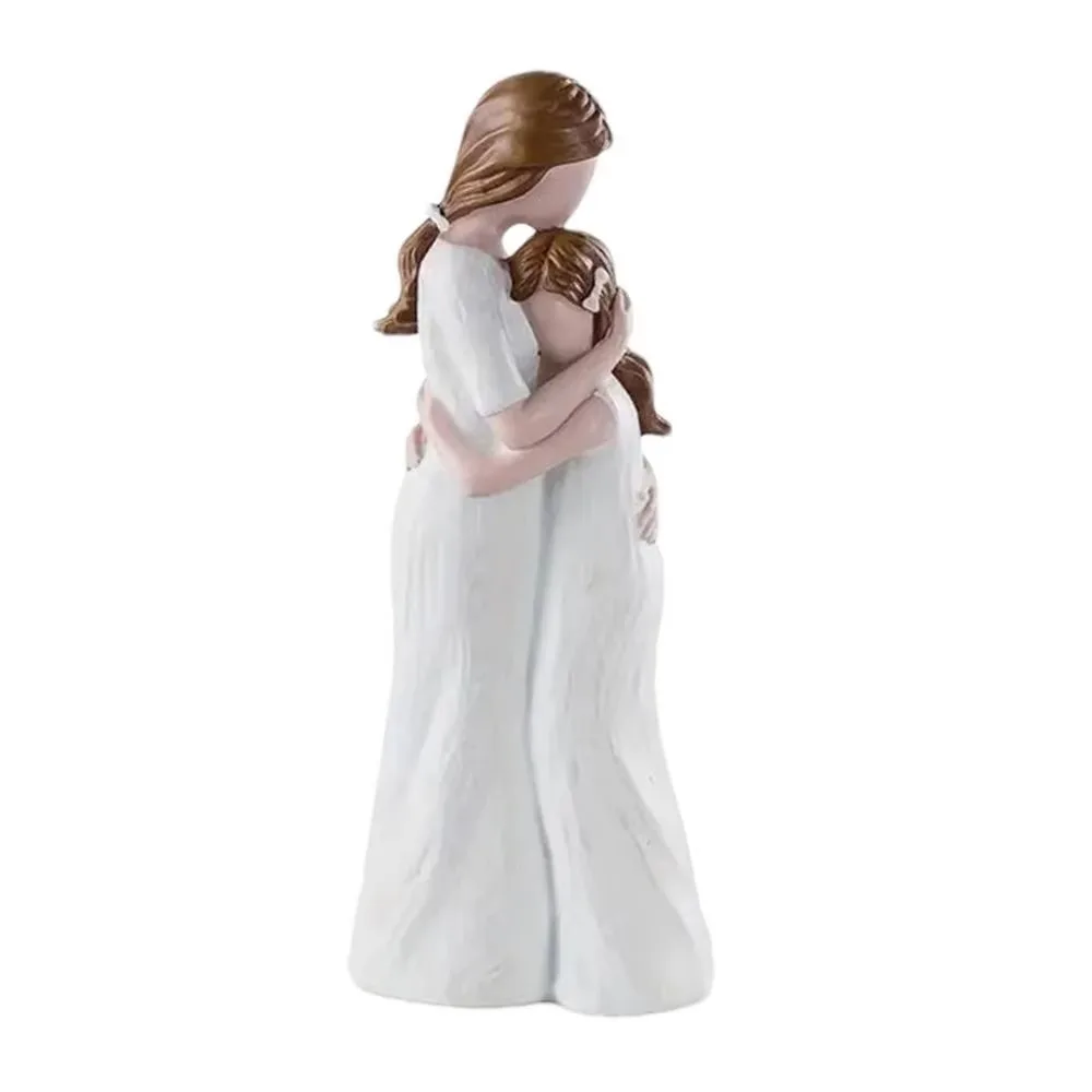 

Hand-Painte Mother And Daughter Statue Resin Craft Modern Mom Hug Daughter Sculptures Elegant Family Sculpture Birthday Gift