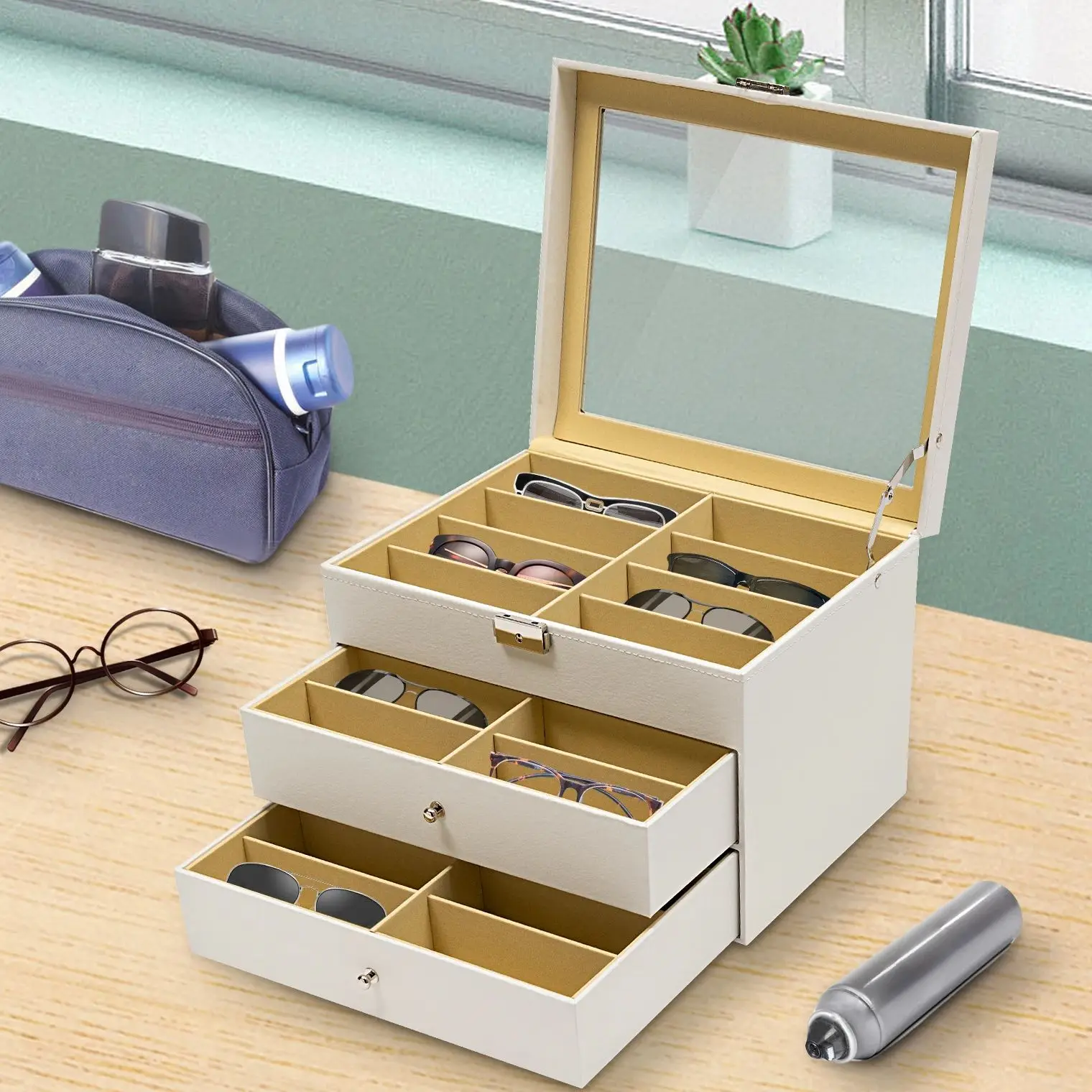 Imagem -02 - Glasses Display Storage Box para Mulheres e Homens Glasses Box Camadas 24 Slots