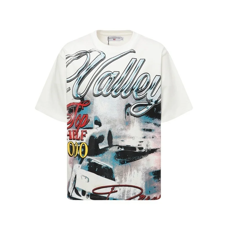 Vale FOREVER High Street Retro Figure Print Washed Vintage Unisex Short Sleeve T-shirt Summer Loose Casual Tee