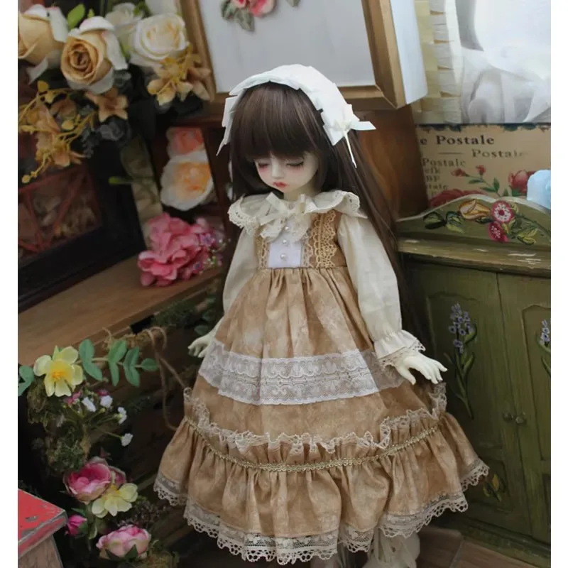 ชุดเดรสยาวแบบคอร์ทพร้อมที่คาดผมสำหรับตุ๊กตา BJD SD DD 1/6 Blyth - เสื้อผ้าและเครื่องประดับสำหรับตุ๊กตาขนาด 1/3 1/4 1/6