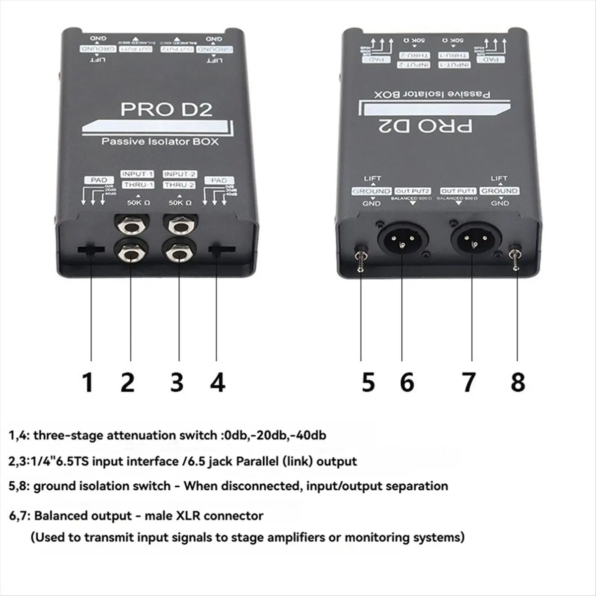 

A61P PRO D2 Passive Isolator BOX Audio Isolator Bass Guitar DI Box Impedance Converter DI BOX Current Sound Noise Mixer