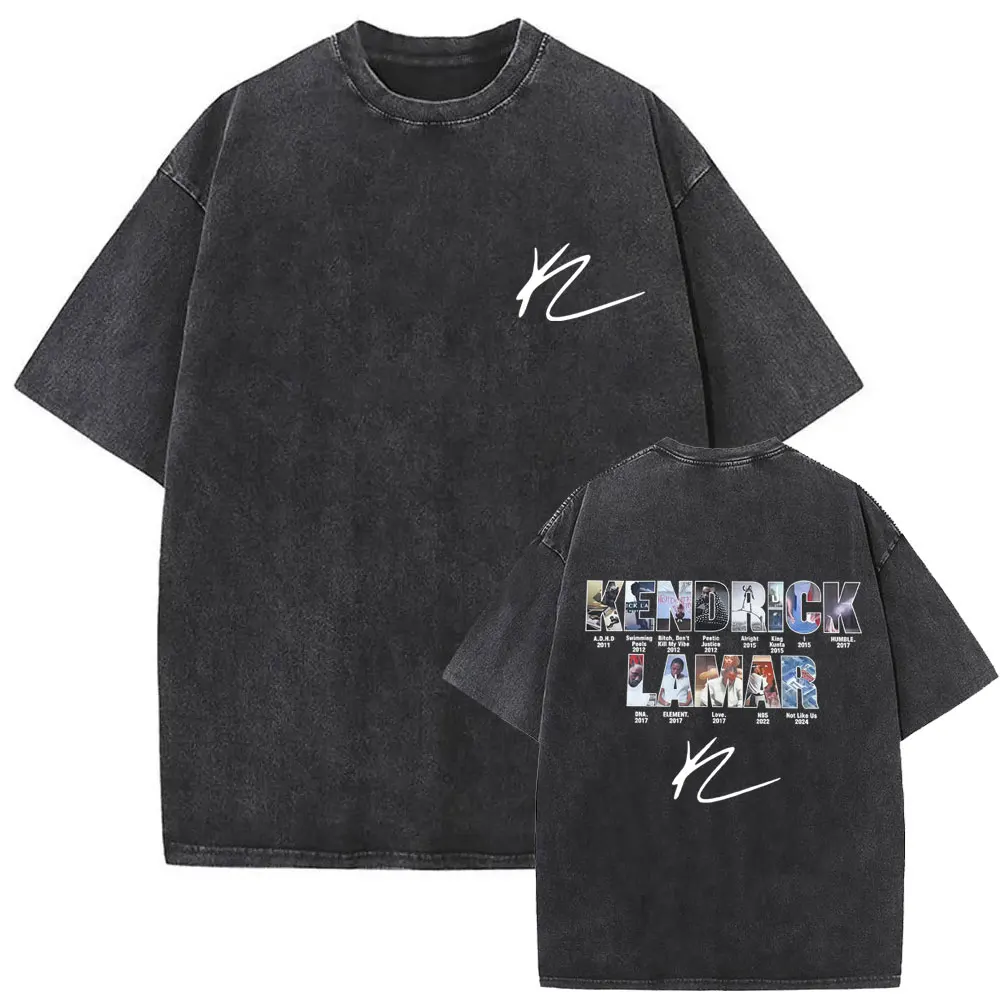 Washed Vintage Rapper Kendrick Lamar Album Cover Graphic T-shirts Men Hip Hop Fashion Pop Music T-shirt Men's Oversized T Shirt