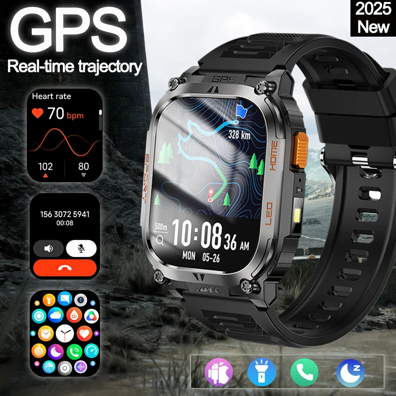 

Смарт-часы с GPS-треком IP68, водонепроницаемые, 2,01-дюймовый HD-дисплей, компас, аккумулятор 630 мАч, пульсометр, BT-вызов, спортивные умные часы на открытом воздухе