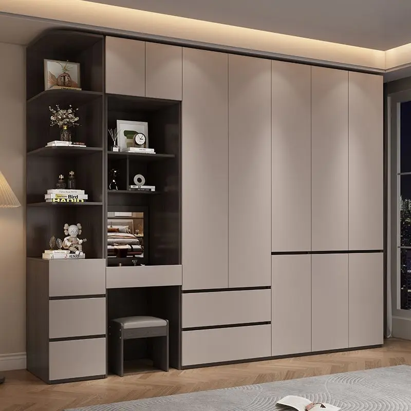 Wardrobe household bedroom segmented swing door simple gray solid wood wardrobe 25 new cabinets