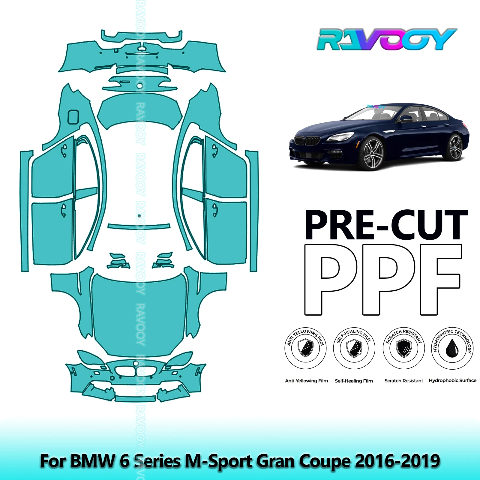 

Precut PPF Full Vehicle For BMW 6 Series M-Sport Gran Coupe 2016-2019 Clear Bra
