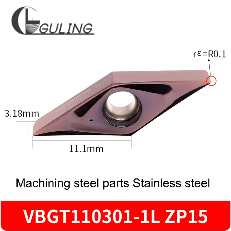 GULING 10PCS VBGT110302-1L/MF Diamond 35 Degrees Alloy Coated Precision Carbide Inserts Lathe Insert