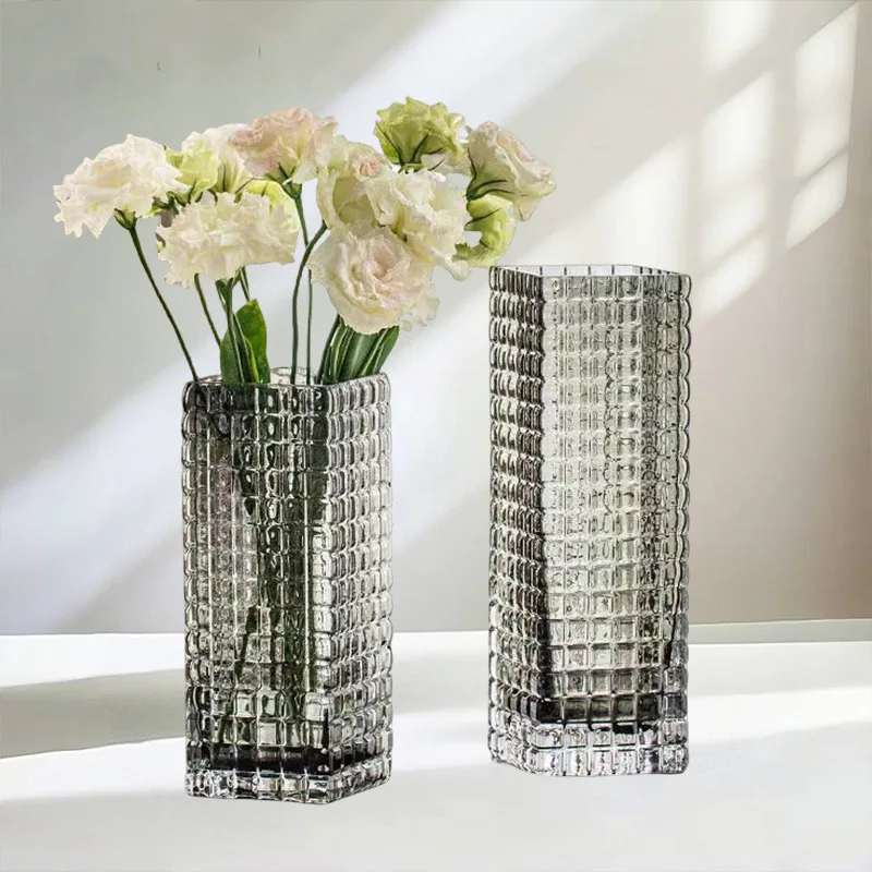 

HP Creative square transparent glass vase living room desktop home modern casual decorative ornaments