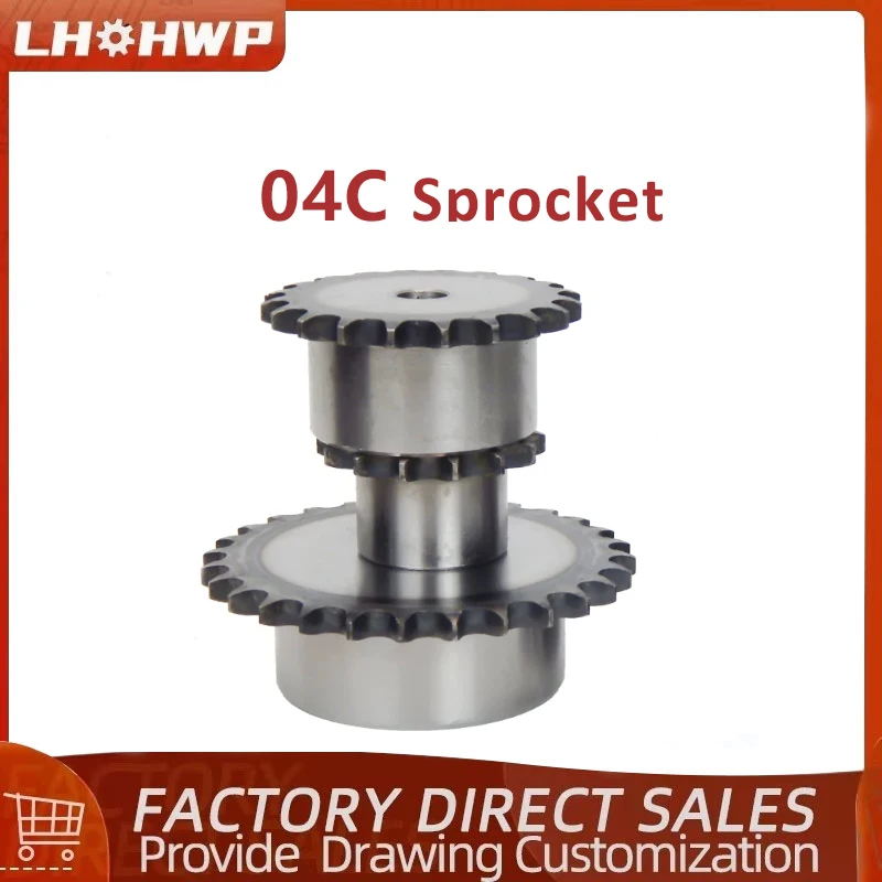 2 Points 04C Sprocket 21/22/23/24/25/26/27/28/29/30 Teeth With Process Hole 8mm Height Of 15mm 45# Steel Sprocket Table Wheel