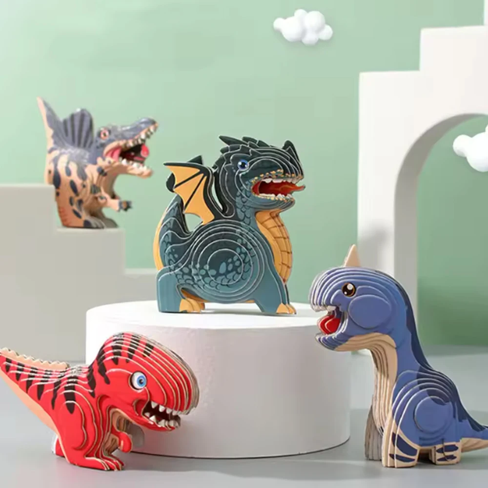 Animal Theme 3D Puzzle Cardboard DIY Craft Set for Children Adventure Toy Fun Gift