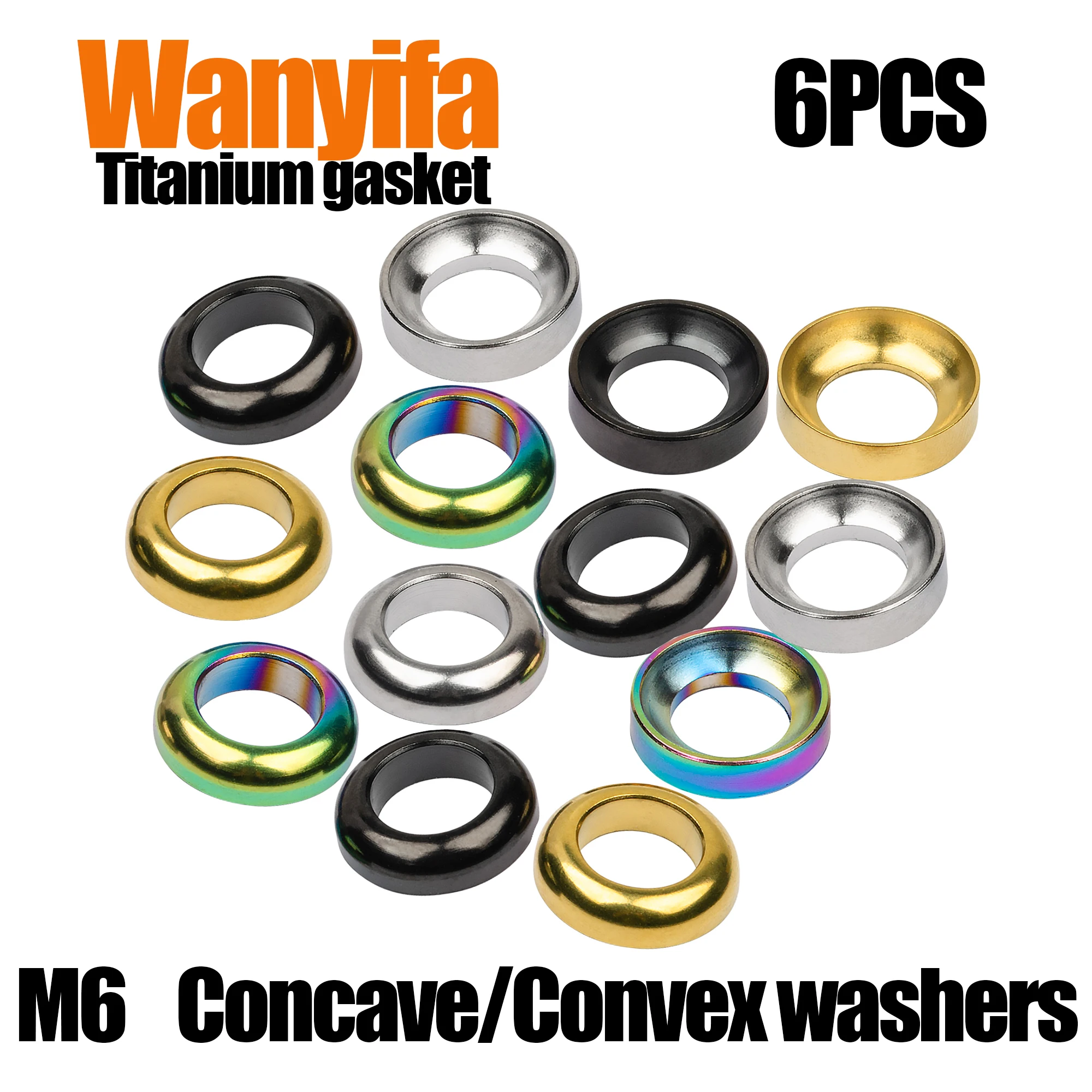 Wanyifa Titanium Gasket M6 Concave Washers/Convex Washer for Bicycle Fasteners 6Pcs