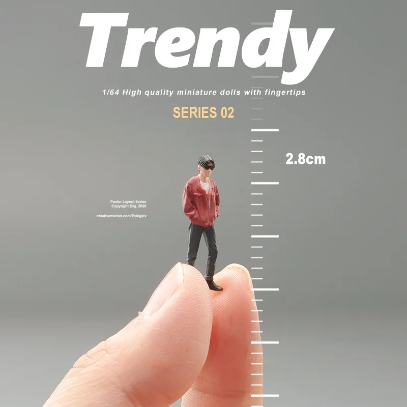 1:64 Anime Sunglasses Boy Mini Doll Figure Model miniature Photography props Scene Model DIY Sand table landscaping ornament